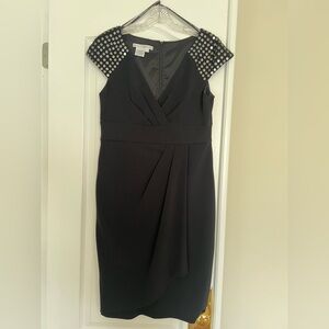 Maggy London Black Dress with Studded Shoulders